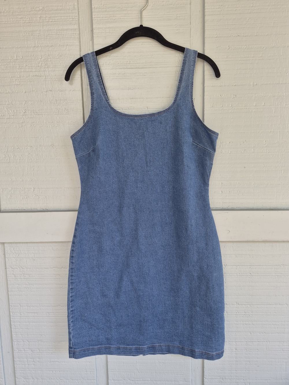 Derek Heart Bodycon Classic Denim Blue Sleeveless Mini Dress Back Zipper Large